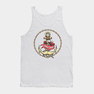 Ship Anchor in ropes chain circle Tank Top